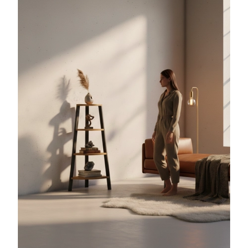 REGAŁ NA KSIĄŻKI METALOWE DREWNO LITE DĄB JESION OLCHA RNK-129